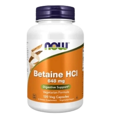 Now Betaina HCL 648mg Cápsulas Vegetais 120un.
