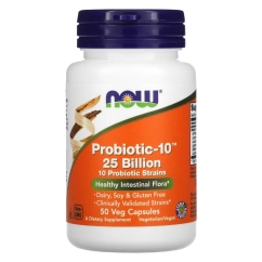 Now Probiotic-10 25 Billion Vegan Cápsulas Vegetais 50un.