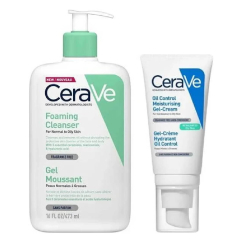 CeraVe Gel de Limpeza Espumante Purificante 236ml + Oil Control Gel-Creme Hidratante Matificante 52ml