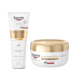 Eucerin Hyaluron-Filler + Elasticity Coffret Creme de Corpo Antienvelhecimento 200ml + Creme de Mãos Corretor de Manchas FPS30 75ml
