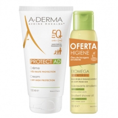 A-Derma Protect AD Pack Creme Solar oferta Óleo Duche