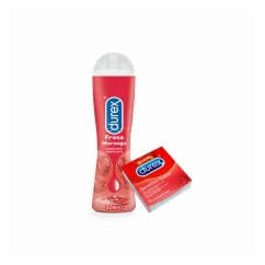 Durex Gel Lubrificante de Morango 50ml + Oferta 3 Preservativos Sensitive Suave