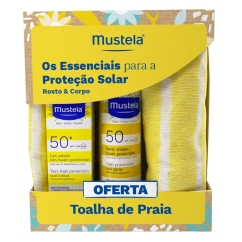 Mustela Solar Pack Spray + Leite Rosto Oferta Toalha