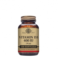 Solgar Vitamina D3 10 μg (400 UI) óleo fígado de peixe 100 cápsulas moles