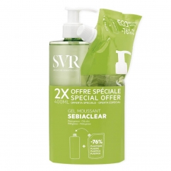 SVR Sebiaclear Pack Gel de Limpeza Purificante 400ml + Recarga 400ml