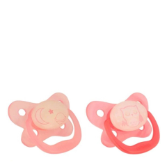Dr Browns Brilha no Escuro Chupeta Silicone Rosa 6-18M 2unid.