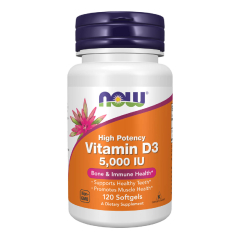 Now Vitamin D-3 5000 UI Suplemento Alimentar Saúde Óssea 120un.