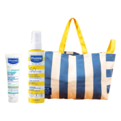 Mustela Solar Pack Proteção e Hidratação Spray SPF50 200ml + Creme 150ml + Oferta Bolsa