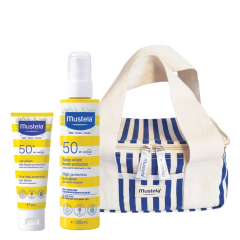 Mustela Solar Pack Proteção e Hidratação Spray SPF50 200ml + Creme 150ml + Oferta Bolsa