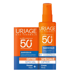 Uriage Bariésun Creme Solar Facial Hidratante SPF50+ 50ml + Spray Solar Corporal Invisível SPF50+ 200ml