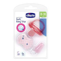 Chicco Pack Physio Soft Chupeta + Clip c/ Corrente Rosa 6-16M